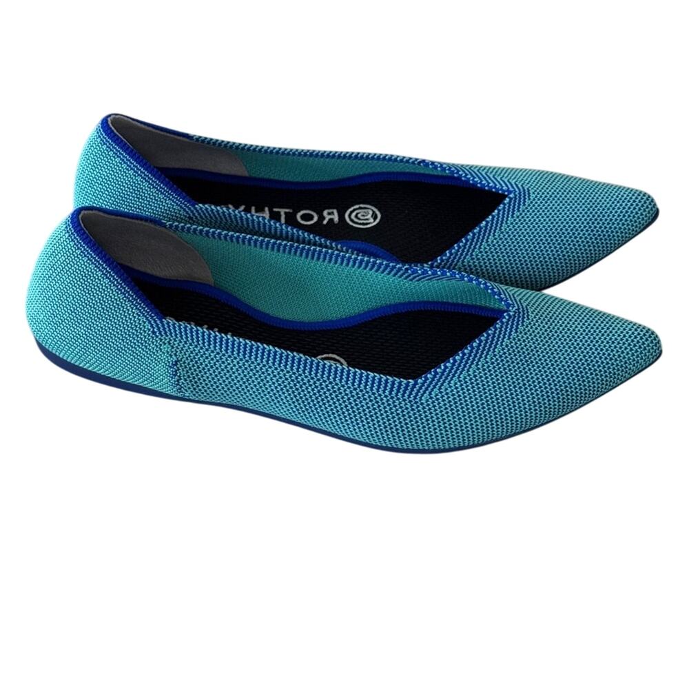 Rothy's The Point Aquamarine Blue Washable Knit Ballet Retired Flats Rare Size 7 - Picture 3 of 8